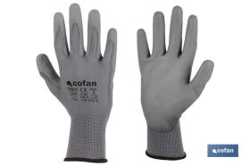 COFAN 1100012410 - GUANTE 100% POLIEST. IMPREG. PU GRIS T-10