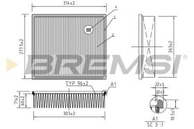  FA1252 - AIR FILTER MERCEDES-BENZ, VW